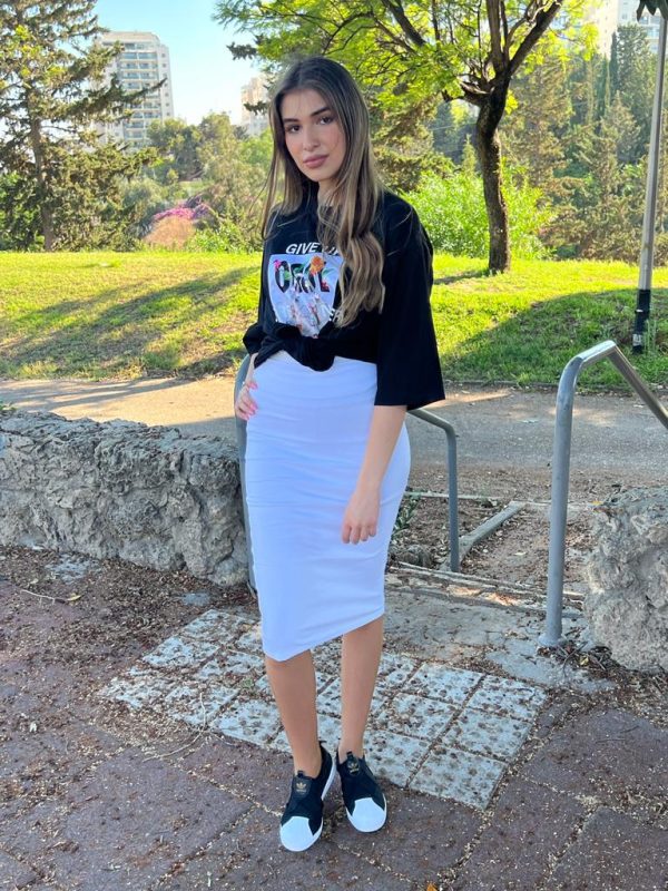 חצאית בסיס מחטבת לבן
